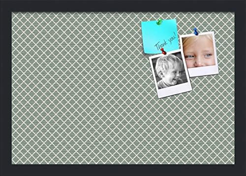 PinPix 19x13 inch Cork Bulletin Board. This Decorative Framed Pin Board Comes with Diamond Pattern in Nile Green Design and Satin Black. Ideal for Home, Office Decor or School (PinPix-380) by PinPixBulletinBoards