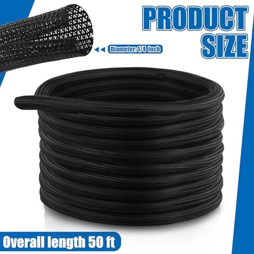 Pangda 50 ft Split Wire Loom Tubing Cable Sleeve Cord Protector, 1/4 Inch - Image 3