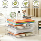 KKU 5 Tier Clear Acrylic Desk Organizer, Letter Tray Paper File Desk Organizer and Accessories For Office Supplies - Image 4