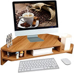 Triangle Monitor Stand Riser, Wooden Triangle Desktop Computer Stand with Office Organization, Walnut Color by KUHEITAER