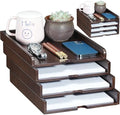 Solid Wood Stackable Letter Tray, 4-Tier Desk File Organizer for A4 Paper by GroveMindooOfficeStorage