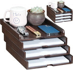 Solid Wood Stackable Letter Tray, 4-Tier Desk File Organizer for A4 Paper by GroveMindooOfficeStorage