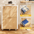 2 Drawers Fluted Mobile File Cabinet with Lock, Rolling File Cabinet Printer Stand Table, Under Desk Wooden Filing Cabinets for Home Office Essentials Storage Organization Furniture Letter/Legal/A4 - Image 7
