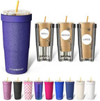 Frost Buddy Togo Buddy 30 oz Stainless Steel Vacuum Insulated Tumbler To Go Coffee Cup - Iced Coffee Cups, Iced Coffee Sleeve, Travel Mug, Thermal Cup for Hot & Cold Drinks, Dunkin Cup (Purple Glitz) by FrostBuddy