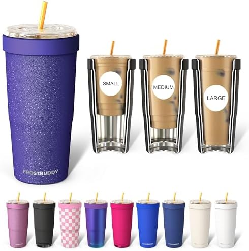 Frost Buddy Togo Buddy 30 oz Stainless Steel Vacuum Insulated Tumbler To Go Coffee Cup - Iced Coffee Cups, Iced Coffee Sleeve, Travel Mug, Thermal Cup for Hot & Cold Drinks, Dunkin Cup (Purple Glitz) by FrostBuddy