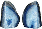 JIC Gem Heavy Blue Agate Geode Bookends Anti-Slip Rubber Pads Decor 6-8 lbs - Image 3
