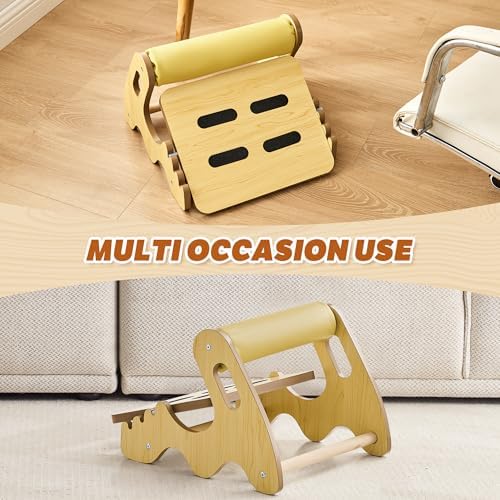 Foot Rest for Under Desk at Work- Adjustable Rocking Foot Stool with 3 Height Positions and Soft Crossbar, Ergonomic Wooden Footrest with Anti-Slip Surface for Home, Office - Image 6