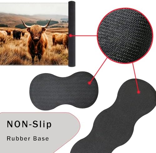 Keyboard Wrist Rest and Mouse Pad with Wrist Support Set Ergonomic Coaster,Memory Foam,Easy Typing Pain Relief,Large XL Desk Mat 31.5"x 11.8",Highland Cow in Field - Image 3