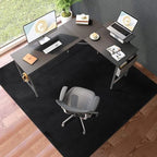 Office Chair Mat, 75" x 60" Large Chair Mat for Hard Floors, Flannel Fabric Area Rug for Hard Surface, Floor Protector Under Desk Mat for Home Office (Black) by QQpony