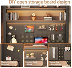Desk Shelf Organizer for Top of Desk – Desktop Bookshelf with Pegboard & Storage Accessories, Adjustable Hutch for Dorm or Office, Steel Frame Display Shelf, N White frame + white board 37.4*9.8*26in - Image 3