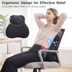 Lumbar Support Pillow with Vibration Massage for Office Chair, Ergonomic Memory Foam Back Support Cushion with Adjustable Strap for Computer Gaming Chair, Navy Blue-Black - Image 5