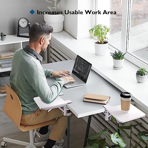 BONTEC Ergonomic Desk Extender Tray, 9.5"x9.1" Table Mount Arm Wrist Rest Shelf, 90° Foldable Elbow Support, Clamp on Computer Arm Rest for Desk, Office & Home Use, Durable & Easy to Install - Image 6
