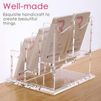 SANRUI Vertical Business Card Holder for Desk，Clear Acrylic Business Card Display Stand，6 Slots 3 Tier ，Holds 300 Cards - Image 4