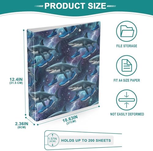 ALAZA Italian Brainrot Meme Tralalero Tralala Shark 1 3 Ring Binder 1.5 Inch Three Ring Office Binders w/clipboard & 3 Pockets, Hold 200 Sheets, 2 pcs - Image 5