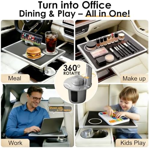 Car Desk for Laptop 360° Rotating Tesla Tray with Cup Holder Phone Stand - Image 6