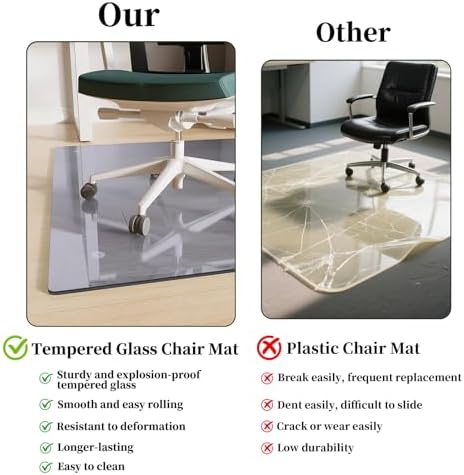 Glass Chair Mat 46" x 46" Tempered Glass Office Chair Mat - Image 3