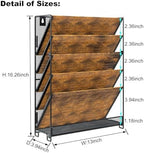 PAG-Mass Wall File Organizer for Office, 6-Tier Rustic Hanging File Holder Wall Storage Rack for Documents/Magazine/Literature/File Folders/Mails/Envelopes, Brown - Image 2