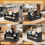 Mail Organizer Countertop, 4 Slots Desk Organizer with Drawer and Shelf - Image 5