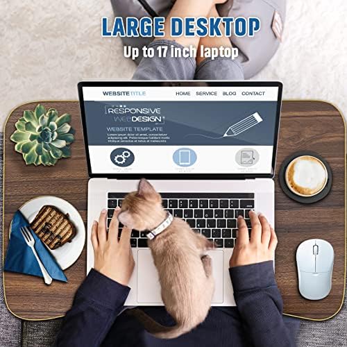 Zapuno Foldable Laptop Bed Table Multi-Function Lap Bed Tray Table with Storage Drawer and Water Bottle Holder, Serving Tray Dining Table with Slot for Eating, Working on Bed/Couch/Sofa - Image 4