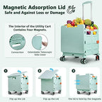 Foldable Utility Cart Collapsible Portable Crate Rolling Carts with Wheels Tote Basket with Magnetic Lid Telescopic Cover Wear-Resistant 360°Rotate Wheel Noiseless for Shopping Storage Office Use - Image 2