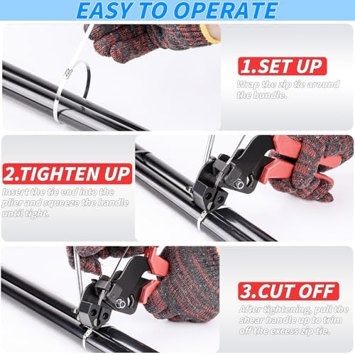 300PCS Metal Zip Ties Gun Kit, 12 Inch Heavy Duty Metal Zip Ties, Multi-Purpose Self-Locking Cable Tie Tool Set for Vehicles Farms Plants Fences Pipe Bundling, Scissors - Image 4