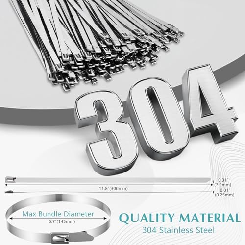 LEIFIDE 500 Pcs Stainless Steel Zip Ties 304 Metal Cable,0.31 X 11.8 Inch - Image 2
