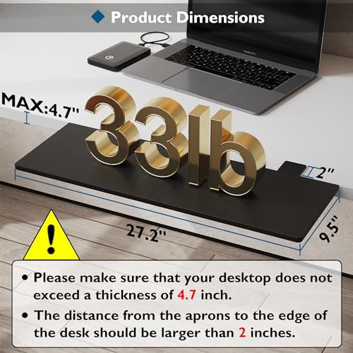 BONTEC Ergonomics Desk Extender Tray, 27.2 x 9.5 Inch, Black Carbon Fiber - Image 2