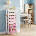 Rolling Cart with Drawers, Rolling Storage Cart with Large Plastic Drawers & Wooden Tabletop, Utility Cart with Pegboards & Basket, Storage Drawers Cart for Living Room, Classroom, Bedroom, Office by Unknown