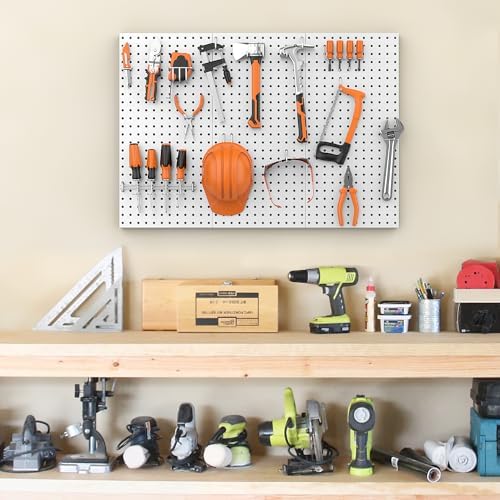 Pegboard Smith Metal Pegboard Panels 12" x 24", 3 Pack Grey Wall Mounted Tool Organizer Boards, Heavy Duty Tool Storage Peg Board for Garage, Workbench, Office, Fits 1/4" Peg Hooks - Image 2