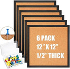 Thyle 6 Pcs Small Cork Bulletin Board 12 x 12, Framed Corkboard 1/2 Thick Vision Board Small Square Pin CorkBoard Decor Display Organizer for Wall Home Office School by Thyle