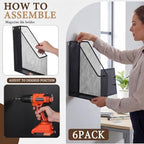 Sliner 6 Pack Black Metal Magazine Holder Mesh Steel Document Rack 1 Section File Organizer Extra Wide Magazine Folder Storage Desk Tidy for Office Home, 12.6"x 9.8"x 3" - Image 3