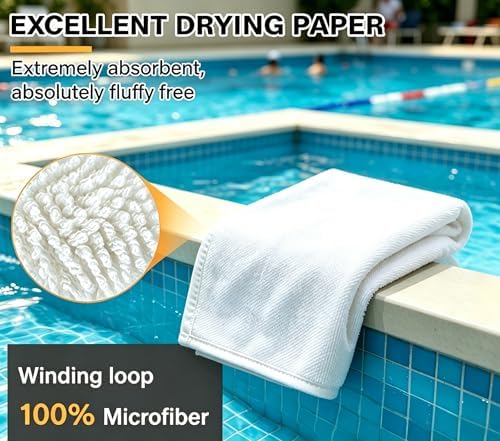 White Dual-Sided Microfiber Bath Towel, 2 Pack 48"x24" Ultra Absorbent Quick Dry Pool Towel, Exfoliating Body Cloth for Dead Skin & Sunscreen Removal, Lint-Free Reusable Shower Towel for Pool, Beach - Image 6