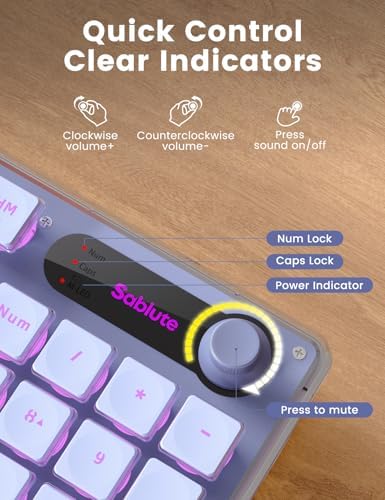 Wireless Keyboard and Mouse Combo - 9 Backlit Effects, Wrist Rest, Double-Shot Keycaps, Metal Panel, Long-Lasting Rechargeable, 2.4G Keyboard Mouse Set for Windows Mac PC Laptop – Sablute (Purple) - Image 6