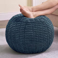 Hobestluk Stuffed Pouf Ottoman Footrest,Round Footstool,Small,Blue Grey by YourHomeDeservesMore