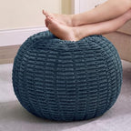 Hobestluk Stuffed Pouf Ottoman Footrest,Round Footstool,Small,Blue Grey by YourHomeDeservesMore