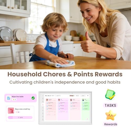 15.6 Inch Digital Calendar Wall Touch Screen, Smart Family Calendar & Chore Chart for Kids, 1080P Full HD Electronic Planner, Digital Picture Frame, Wall & Desk Mountable - Image 4
