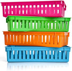 Classroom Storage Baskets, Small Plastic Basket Bin for Organizing, Colorful Storage Tray for Pencil, Paper, Desk, Shelf, Teacher, Student, School Home Office, 12 Pack, 10.2"L x 6.5"W x 2.4"H - Image 3