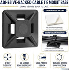 Kable Kontrol Zip Tie Mounts, 1/2” Black, 32000 Pcs Adhesive Backed - Image 2