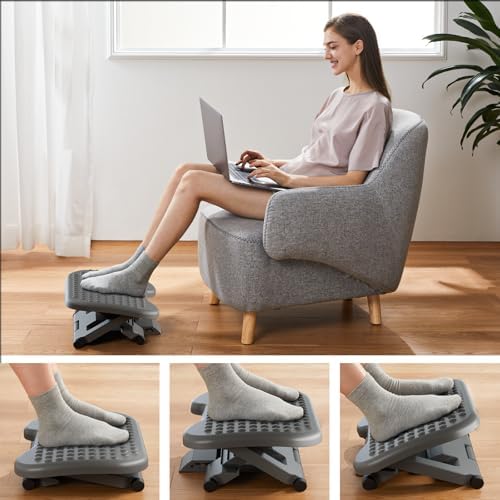 HUANUO Adjustable Foot Rest for Under Desk with 3 Height Position, Gray - Image 5