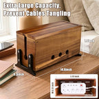 Extra Large Acacia Wood Cable Management Box, Pet Child Safe Cord Hider - Image 2