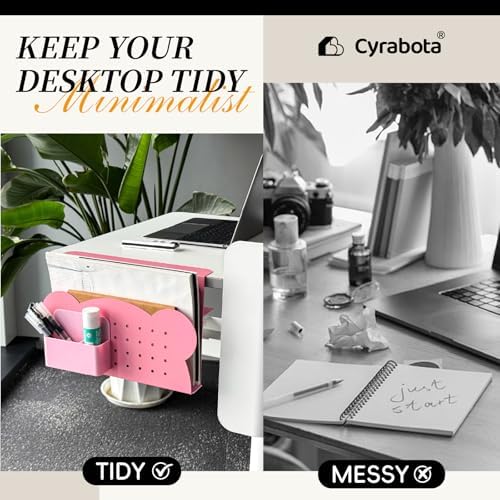 Under Desk Laptop Holder, No Drill Table Side Storage Organizer, Cute Pink Panda Clamp On Desktop Shelf Steel Table Hanging Mount File Tray, Desk Accessories & Workspace Organizers (Pink Panda) - Image 6