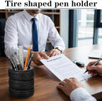 12 Pcs Tire Pen Holder Desk Decorations for Men - Funny Car Tire Stack Pencil Pot for Office Accessories, Unique Gift Idea - Image 4