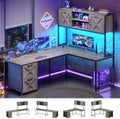 SEDETA Reversible Farmhouse L Shaped Gaming Desk with Drawers, Hutch by SEDETA