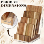 4 Tier Acacia Wood Brochure Display Stand 6 x 9 inch Brochure Holder Pamphlet Display Stand for 5.5 x 8.5 inch 5 x 7 inch Booklets Menus Postcard Holder Multi Purpose Organizer - Image 2