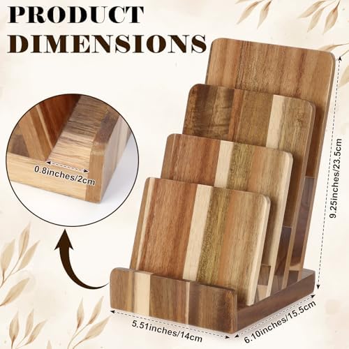 4 Tier Acacia Wood Brochure Display Stand 6 x 9 inch Brochure Holder Pamphlet Display Stand for 5.5 x 8.5 inch 5 x 7 inch Booklets Menus Postcard Holder Multi Purpose Organizer - Image 2