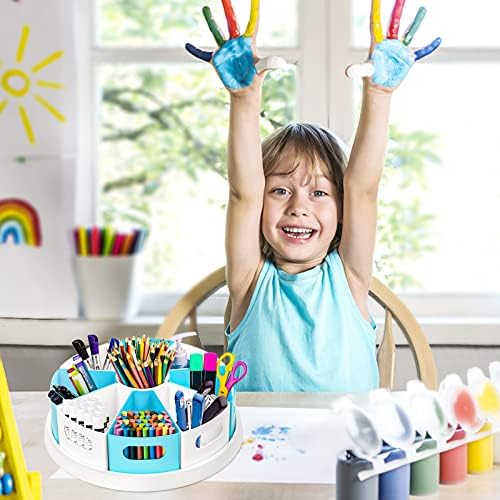 MeCids 360°Rotating Desk Organizers Homeschool Office Organization and Storage Art Supplies Organizers– 12" Lazy Susan Style Caddy with Removable Bins, for Home Offices, School Supplies Classroom Use - Image 6