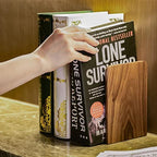 Large Bookend Hold Heavy Books-7x4x5in 2 Pack Non-Skid Wood Bookends Walnut - Image 2
