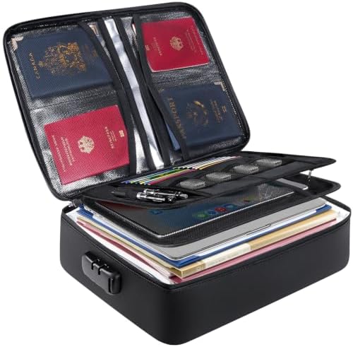 BALEINE Fireproof Document Box with Lock, Waterproof Fire Safe File Bag by BALEINE