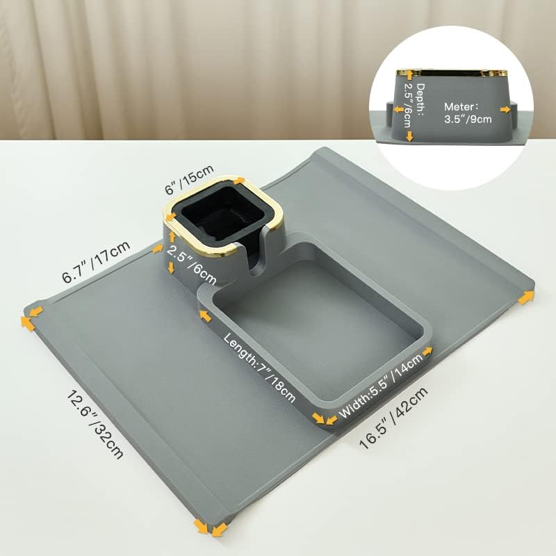 HMASYO Couch Cup Holder Tray – Weighted Silicone Sofa Armrest Organizer Table with Anti-Spill Coaster, Easy Reach for Drink, Snacks, Remote & Phone, Non-Slip Base, Easy Clean - Image 6