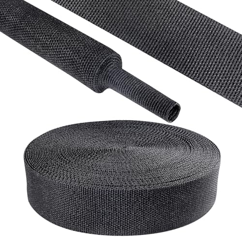 2 in 1 Heat Shrink Braided Sleeving Fabric Tubing 1"-60FT by Sunnarepoon